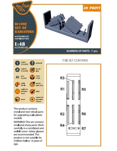 Bf-109E set of radiators for Wingsy Kits, 1/48 - Clear Prop Accesso...