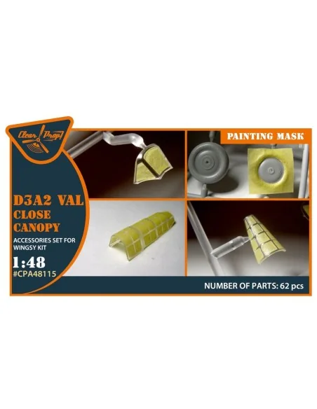 D3A2 VAL (close canopy) painting mask for Wingsy Kits, 1/48 - Clear...