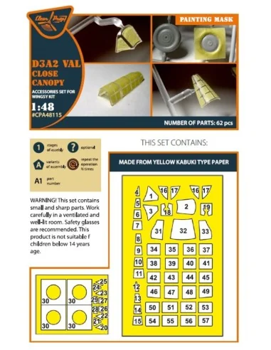 D3A2 VAL (close canopy) painting mask for Wingsy Kits, 1/48 - Clear...