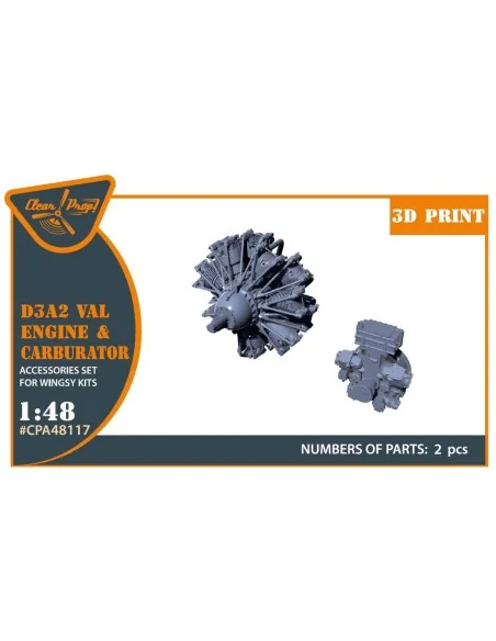 D3A2 VAL carbureted engine for Wingsy Kits, 1/48 - Clear Prop Acces...