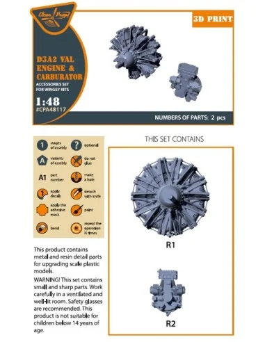 [NO_DESC] D3A2 VAL carbureted engine for Wingsy Kits, 1/48 - Clear ...