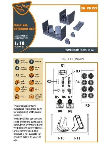 [NO_DESC] D3A2 VAL interior set for Wingsy Kits, 1/48 - Clear Prop ...