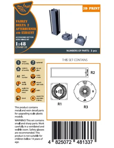 Fairey Delta 2 Afterburner and Exhaust for Dora Wings, 1/48 - Clear...