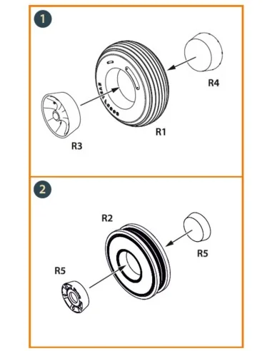 DHC-2 Beaver Wheels set for Dora Wings, 1/48 - Clear Prop Accessori...