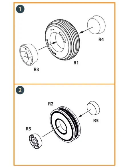 DHC-2 Beaver Wheels set for Dora Wings, 1/48 - Clear Prop Accessori...