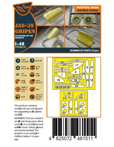 JAS 39 Gripen double-sided painting mask for Italeri, 1/48 - Clear ...