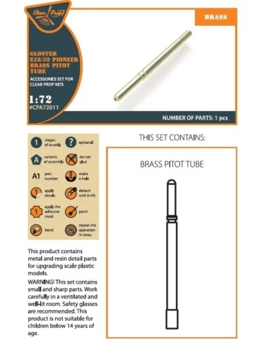 Gloster E28/39 Pioneer brass pitot tube for CP kits CP72001/CP72007...