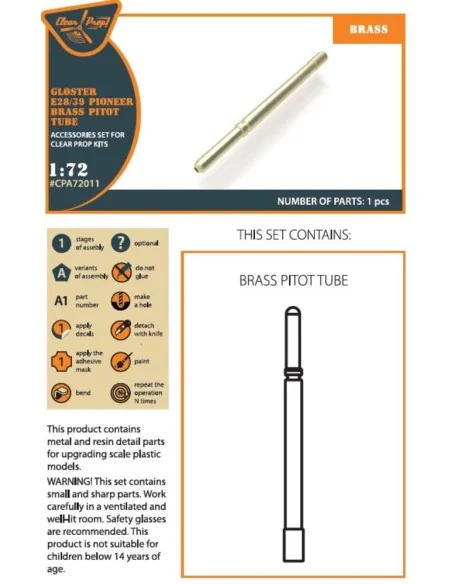 Gloster E28/39 Pioneer brass pitot tube for CP kits CP72001/CP72007...