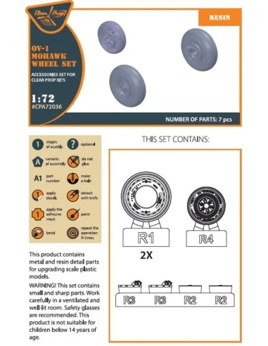 OV-1 A/B/C/D Mohawk wheels set for CP kit ??72016, 1/72 - Clear Pro...