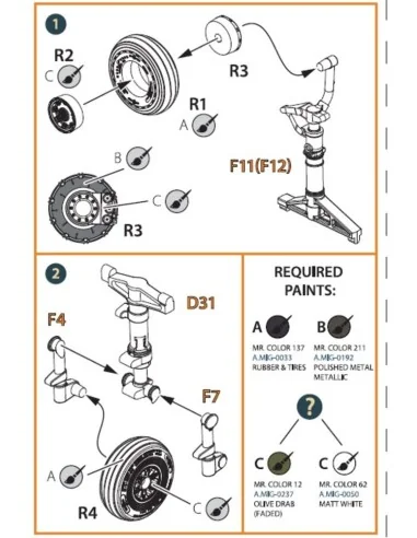 OV-1 A/B/C/D Mohawk wheels set for CP kit ??72016, 1/72 - Clear Pro...