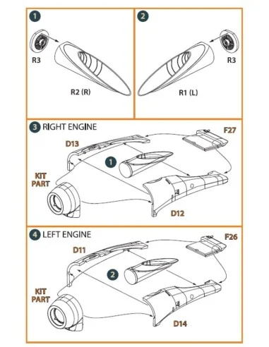 OV-1 A/B/C/D Mohawk exhaust set for CP kit, 1/72 - Clear Prop Acces...