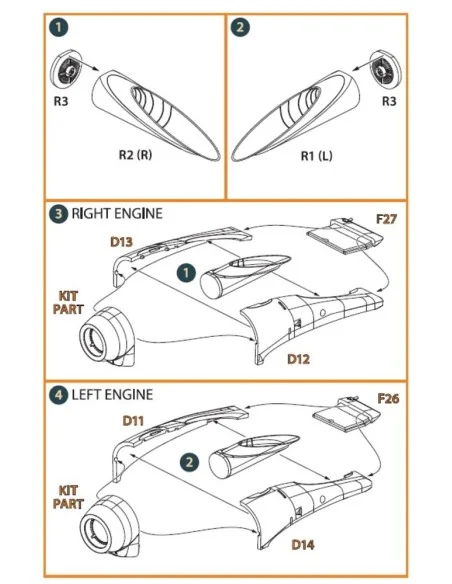 OV-1 A/B/C/D Mohawk exhaust set for CP kit, 1/72 - Clear Prop Acces...