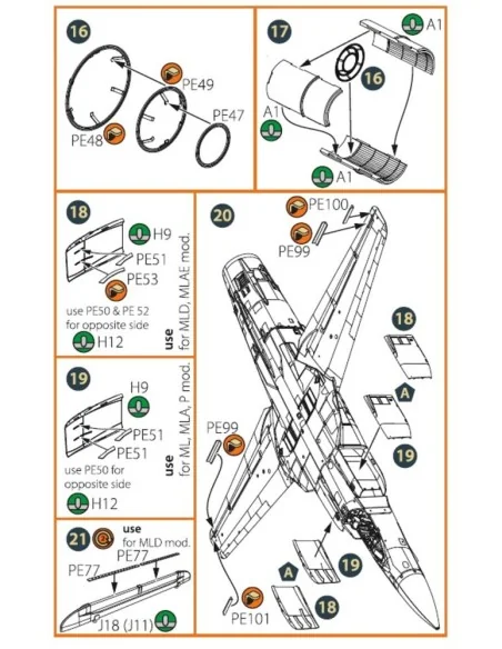 MiG-23ML, MLD, P, MLAE PE set for CP kits, 1/72 - Clear Prop Access...