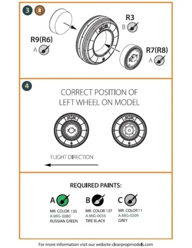 MiG-23ML, MLD, P, MLAE wheel set, 1/72 - Clear Prop Accessories CPA...