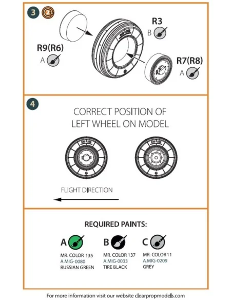MiG-23ML, MLD, P, MLAE wheel set, 1/72 - Clear Prop Accessories CPA...