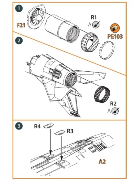 MiG-23ML, MLD, P, MLAE Exhaust and air scoops for CP kits, 1/72 - C...