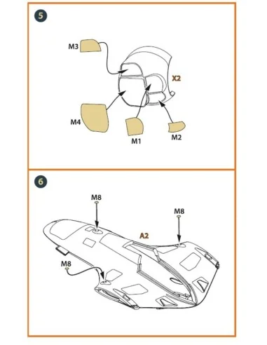 TB.2 PE parts and painting mask x2 set for CP kits, 1/72 - Clear Pr...