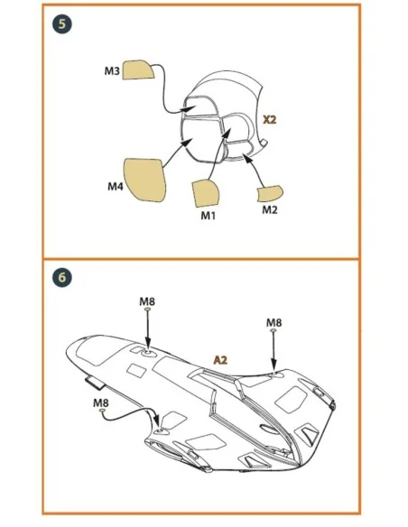 TB.2 PE parts and painting mask x2 set for CP kits, 1/72 - Clear Pr...
