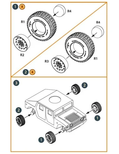 [NO_DESC] HMMWV Wheel set 37x12, 5 Tires for T-Model kits, 1/72 - C...
