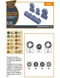 AMX, AMX-T Ghibli wheel set for Italeri kits, 1/72 - Clear Prop Acc... 2