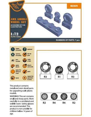 AMX, AMX-T Ghibli wheel set for Italeri kits, 1/72 - Clear Prop Acc...