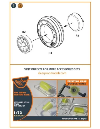 AMX, AMX-T Ghibli wheel set for Italeri kits, 1/72 - Clear Prop Acc...