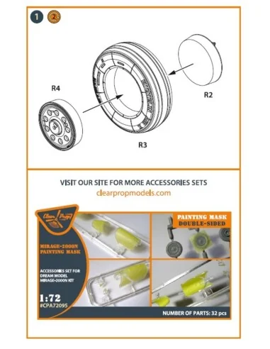 Mirage-2000 wheel set for Modelsvit, Dream Model kits, 1/72 - Clear...
