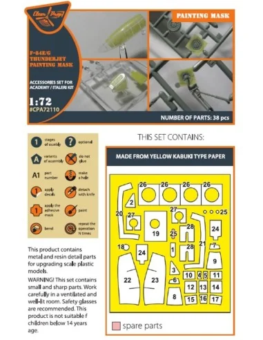 [NO_DESC] F84E/G Thunderjet painting mask for Italeri/Academy kits,...