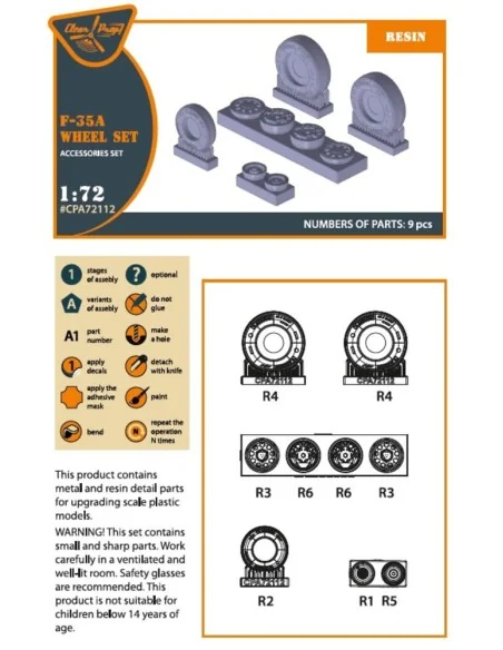 F-35A wheel set, 1/72 - Clear Prop Accessories CPA72112
