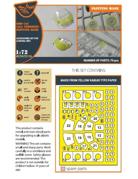 [NO_DESC] EMB-145 painting mask for A-model kits, 1/72 - Clear Prop...