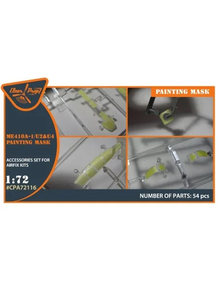Me-410 B-1/U2/U4/R4 painting mask for Airfix kit, 1/72 - Clear Prop...