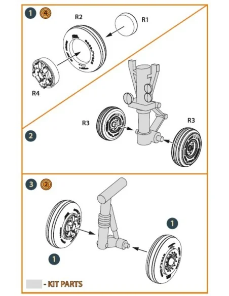 EMB-145 wheel set for A-model kits, 1/72 - Clear Prop Accessories C...