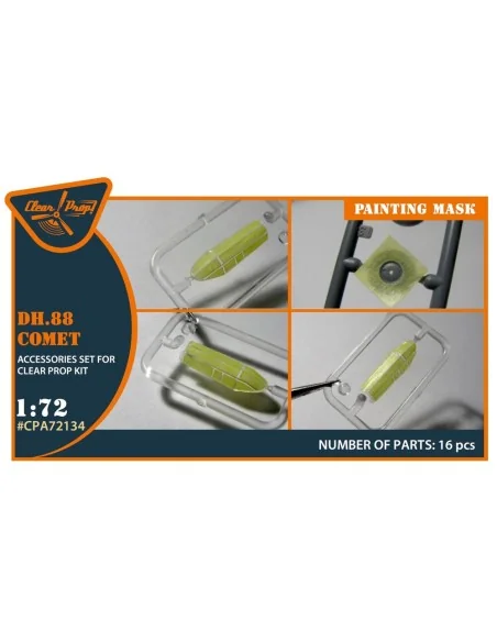 DH.88 Comet painting mask for CP kits, 1/72 - Clear Prop Accessorie...