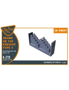 Arado Ar-240 exhausts type 2 for REVELL kit, 1/72 - Clear Prop Acce...