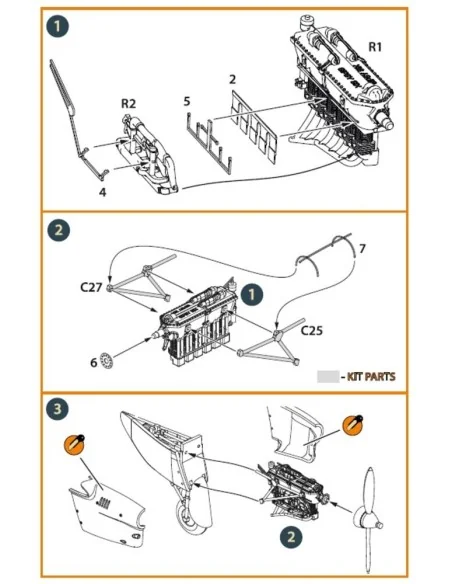 DH.88 Comet engine set 3D print, 1/72 - Clear Prop Accessories CPA7...