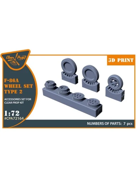 F-86A wheel set type 2 for CP kits, 1/72 - Clear Prop Accessories C...