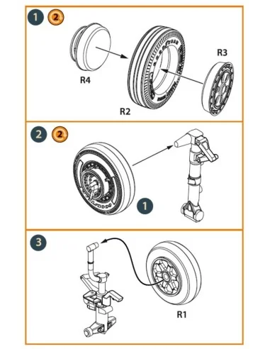 F-86A wheel set type 2 for CP kits, 1/72 - Clear Prop Accessories C...