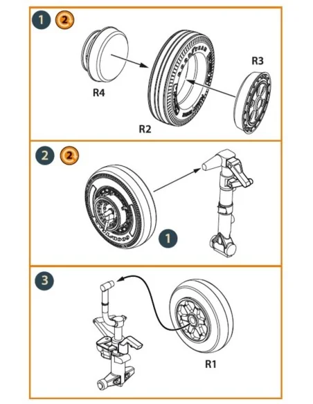 F-86A wheel set type 2 for CP kits, 1/72 - Clear Prop Accessories C...