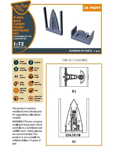 F-86A Open canopy frame detailing set for CP kits, 1/72 - Clear Pro...