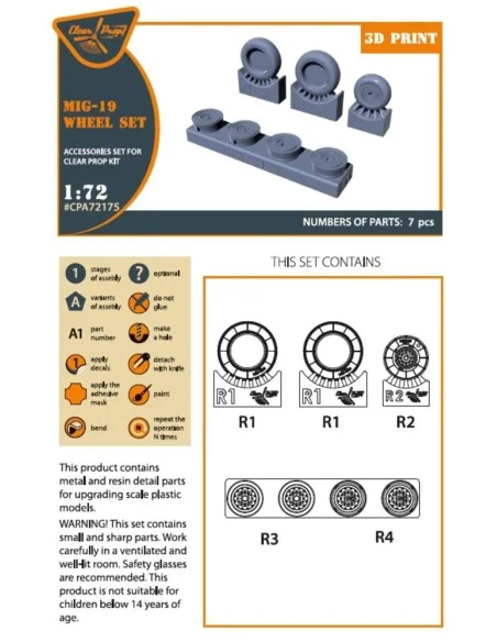 MiG-19 wheel set for CP kits, 1/72 - Clear Prop Accessories CPA72175