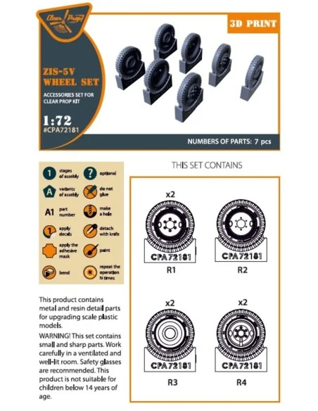ZiS-5V wheel set, 1/72 - Clear Prop Accessories CPA72181