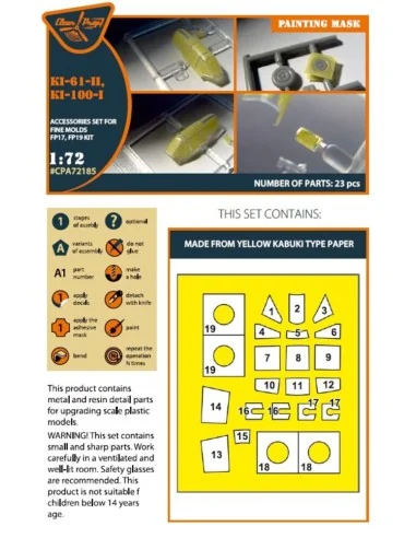 Ki-61-II, Ki-100-I painting mask for Finemolds FP17, FP19 kits, 1/7...