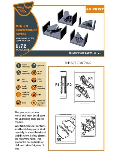 MiG-19 undercarriage covers for CP kits, 1/72 - Clear Prop Accessor...
