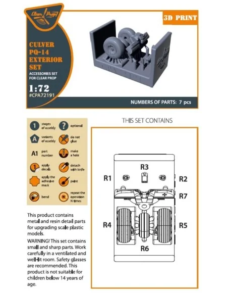 Culver PQ-14 Exterior set for CP kits, 1/72 - Clear Prop Accessorie...