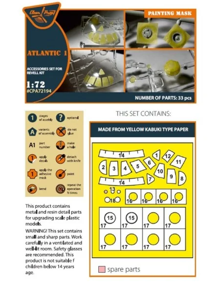 ATLANTIC 1 painting mask for REVELL kit, 1/72 - Clear Prop Accessor...