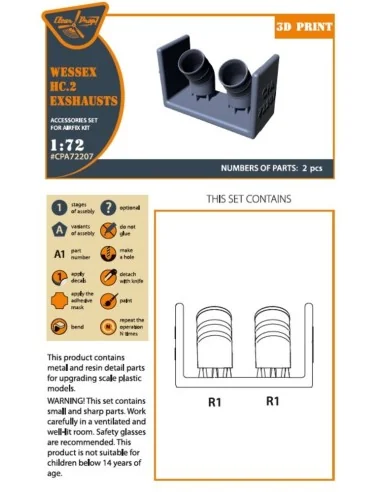 Wessex HC.2 Exhausts for Airfix kit, 1/72 - Clear Prop Accessories ...