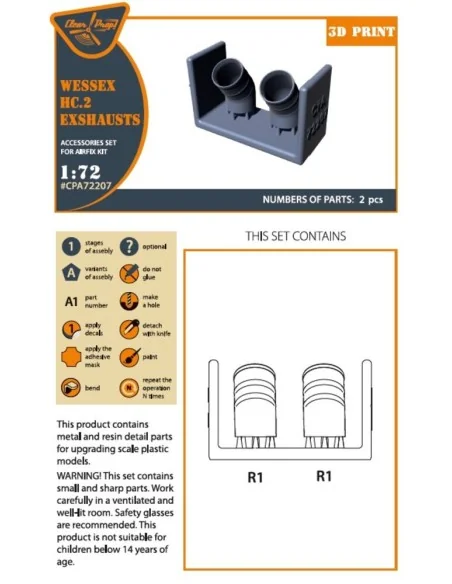 Wessex HC.2 Exhausts for Airfix kit, 1/72 - Clear Prop Accessories ...