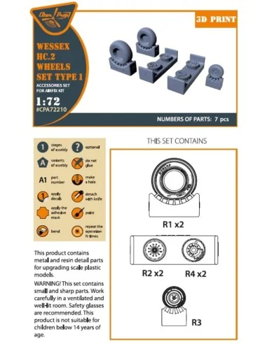 [NO_DESC] Wessex HC.2 Wheel set type 1 for Airfix kit, 1/72 - Clear...