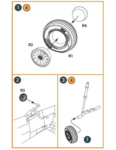 Wessex HC.2 Wheel set type 1 for Airfix kit, 1/72 - Clear Prop Acce...