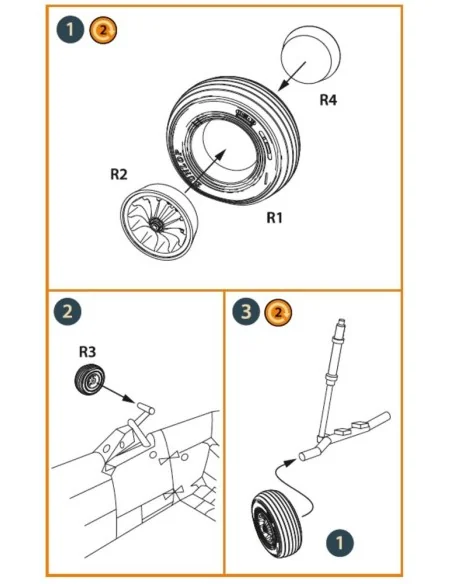 Wessex HC.2 Wheel set type 1 for Airfix kit, 1/72 - Clear Prop Acce...